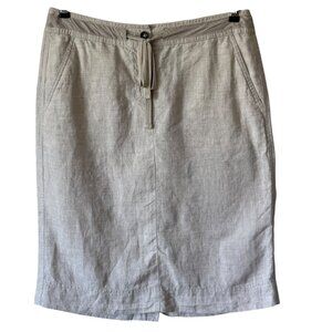 Talbots Irish Linen Knee Length Skirt Size 4 Neutral Waist Tie Straight Casual